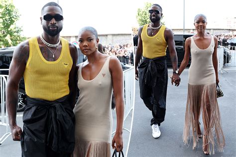 Gabrielle Union and Dwyane Wade Match at Prada Show in 